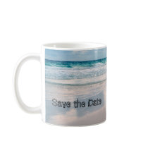 Bride & Groom Names Written in the Sand Mug