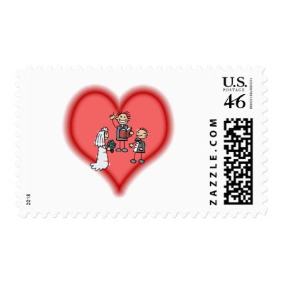 bride & groom postage stamp by shopaholicchick