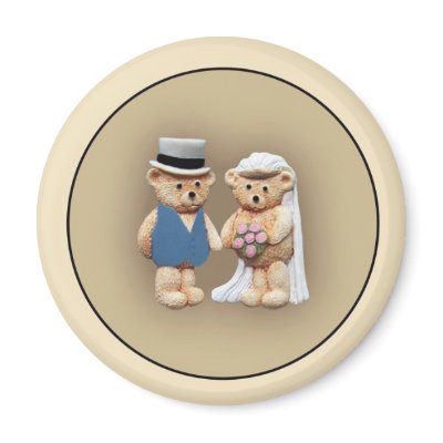 Bride & Groom Teddy Bears Refrigerator Magnets by Minisculptures