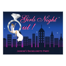 Bride On Ring Skyline Bachelorette Party Invite