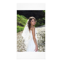 Bride on the road photo greeting card
