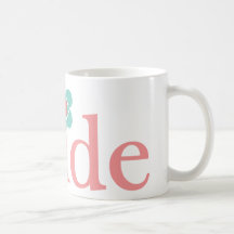 Bride Pink and Turquoise Flower Coffee Mug
