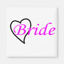 Bride Pink Black Heart Magnets