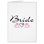 Bride Pink Black Hearts Greeting Cards