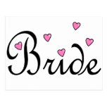 Bride Pink Hearts Post Cards