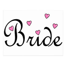 Bride Pink Hearts Post Cards