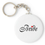 Bride (Script Red Hrt) Keychain