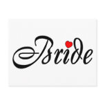 Bride (Script Red Hrt) Postcards