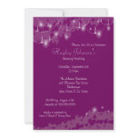 Bride & Twinkling Candles Purple Bridal Shower Announcements