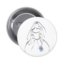 Bride With Blue Flowers Pinback Buttons