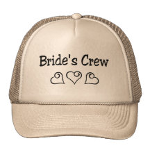 Brides Crew Black Hearts Mesh Hats