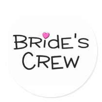 Brides Crew Pink Heart Round Sticker