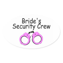 Brides Security Crew (Pink Cuffs) Round Stickers