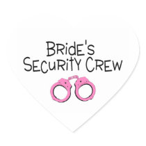 Brides Security Crew Pink Handcuffs Heart Stickers