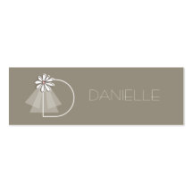 Bride's Veil Daisy Flower Monogram Bridal Gift Tag Business Cards