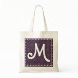 Bridesmaid Bag Monogram Purple  Damask Background