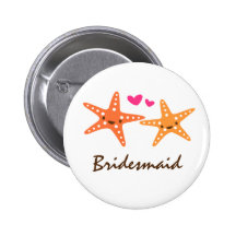 Bridesmaid button with cute cartoon starfish