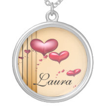 Bridesmaid Gift Art Deco Red Hearts Necklaces