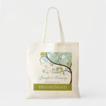 Bridesmaid green & blue love birds heart favor bag