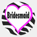 Bridesmaid (Heart Zebra Stripes) Sticker