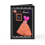 BRIDESMAID Inviation HOT PINK & ORANGE Frilly Gown Greeting Card