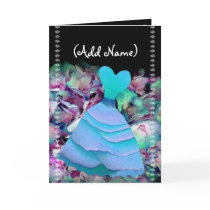 Bridesmaid Invitation BLUE Gown on Flower Cloud Cards