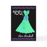 BRIDESMAID Invitation MINT GREEN Gown Card