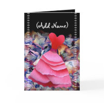 Bridesmaid Invitation PINK Gown on Flower Cloud Cards