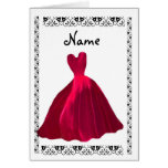 BRIDESMAID Invitation - ROSE RED Velvet Gown Greeting Cards
