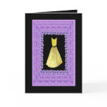 BRIDESMAID Invitation YELLOW Gown and PURPLE Trim Greeting Cards