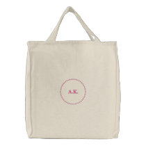 Bridesmaid monogram pink star embroidered tote bag embroidered bags