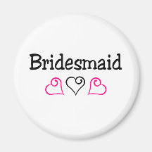 Bridesmaid Pink Black Hearts Fridge Magnets