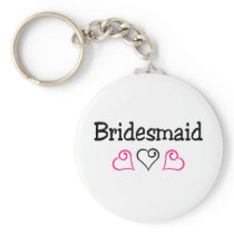 Bridesmaid Pink Black Hearts Key Chains