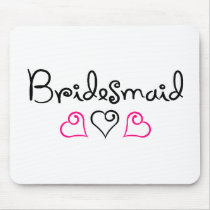 Bridesmaid Pink Black Hearts Mousepads