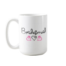Bridesmaid Pink Black Hearts Coffee Mugs