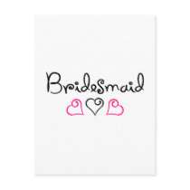 Bridesmaid Pink Black Hearts Post Cards