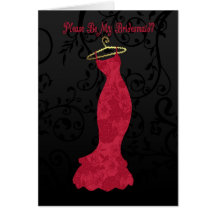 bridesmaid, please be my bridesmaid - red bridesma greeting card