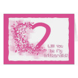 Bridesmaid Request Pink Heart Greeting Cards