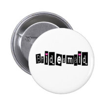 Bridesmaid (Sq Blk) Button