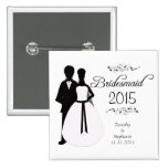 Bridesmaid swirls wedding favour pinback button