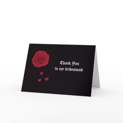 Bridesmaid Thank You Card -- Rose and Hearts by KathyHenis