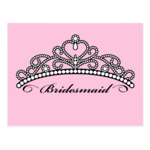 Bridesmaid Tiara Postcard (pink background)