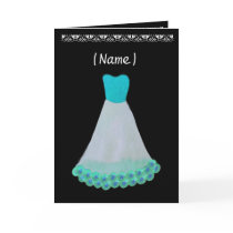 Bridesmaid TURQUOISE & WHITE Gown & Flowered Trim