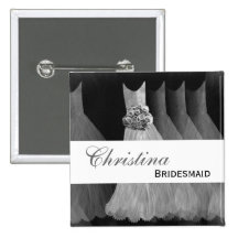 Bridesmaid Wedding Button - SILVER Gowns