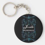 Bridesmaid Wedding Favour Blue Curlicue B029A Keychains