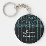 Bridesmaid Wedding Favour Blue Grillwork B0330 Keychains