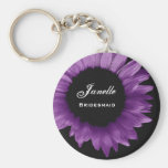 Bridesmaid Wedding Favour Purple Sunflower B035 Keychains