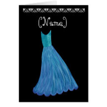 Bridesmaid Wedding Invitation AZURE BLUE Dress Greeting Card