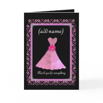 BRIDESMAID Wedding Thank You - PINK Gown Cards