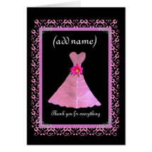 BRIDESMAID Wedding Thank You - PINK Gown Cards